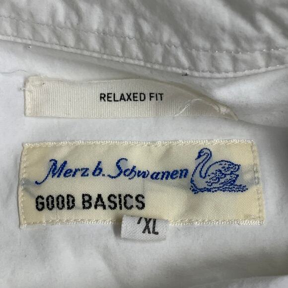 MERZ B. SCHWANEN Size XL White Cotton One Pocket Relaxed Fit Long Sleeve Shirt - Picture 8 of 10